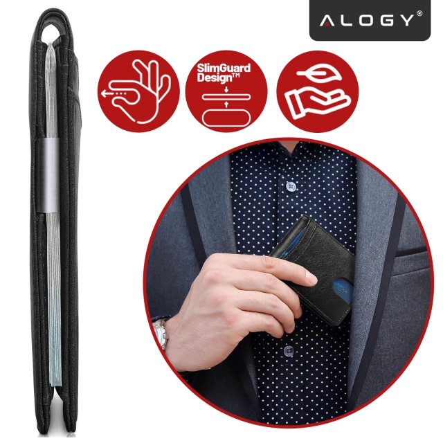 Portfel RFID Etui ochronne blokujące sygnał na karty dokumenty Alogy Small męski damski Wallet Czarny
