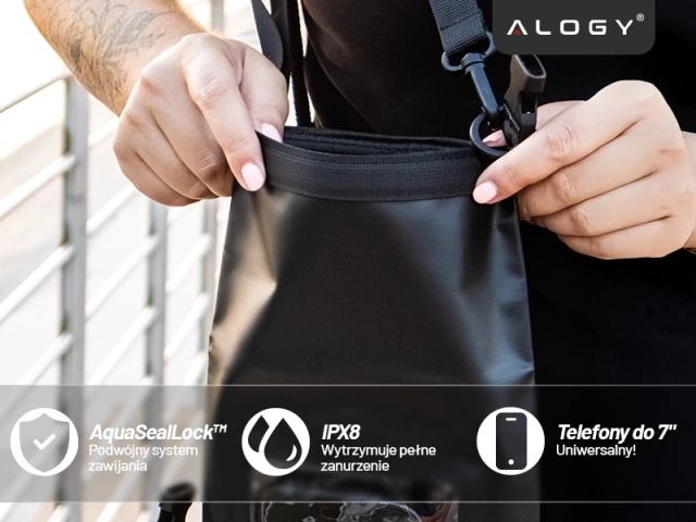Alogy Sakwa Etui wodoodporne na telefon duża torba worek Case Waterproof Czarne