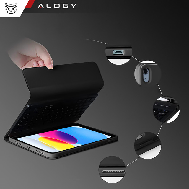 Alogy Etui z klawiatura bezprzewodowa Keyboard Case z miejscem na rysik do Apple iPad 10.9 2022 Czarne