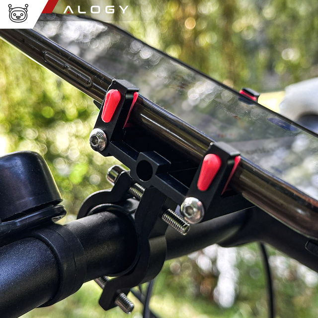 Alogy Uchwyt rowerowy Bike Phone Holder do telefonu 55-95mm na kierownicę na rower hulajnogę motor Czarny