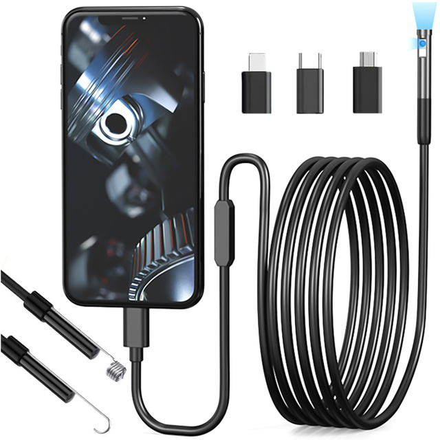Alogy Duo Cam Endoskop Kamera inspekcyjna endoskopowa 1920 Full HD Lightning do iPhone, USB-C, micro USB 3m 8mm czarna