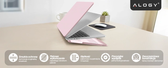 Etui do Apple Macbook Pro 14 2021-2024 (M1/M2/M3/M4) – elastyczna, matowa obudowa ochronna, lekka i odporna – Alogy AirGuard™ Różowy