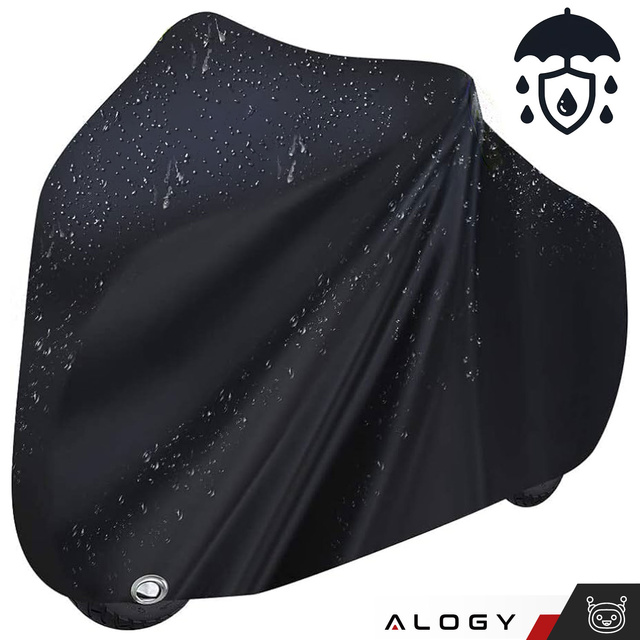 Alogy Pokrowiec na rower/skuter/motor plandeka futerał rowerowy ochronny wodoodporny zima/lato z etui Czarny XL