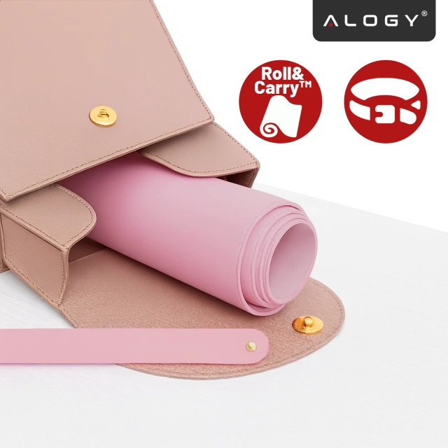 Podkładka na biurko 80×40 cm – antypoślizgowa mata ochronna z eleganckiej ekoskóry PU, pod mysz i klawiaturę, stylowa i trwała – Alogy WorkMat™ Różowa