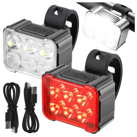 Lampka rowerowa LED Alogy SafeRide™ Lights Latarka na rower wodoodporne światło światełko na przód i tył przednia tylna 2 sztuki