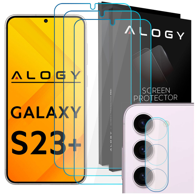 3x Szkło hartowane na ekran 9h + Szkło na obiektyw  Alogy Glass Pack do Samsung Galaxy S23+ Plus 