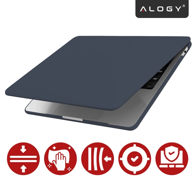 Etui do Apple MacBook Air 13 / 13.3" 2018–2021 (M1 A2337/A2179/A1932) – elastyczna, matowa obudowa ochronna, lekka i odporna – Alogy AirGuard™ Granatowy