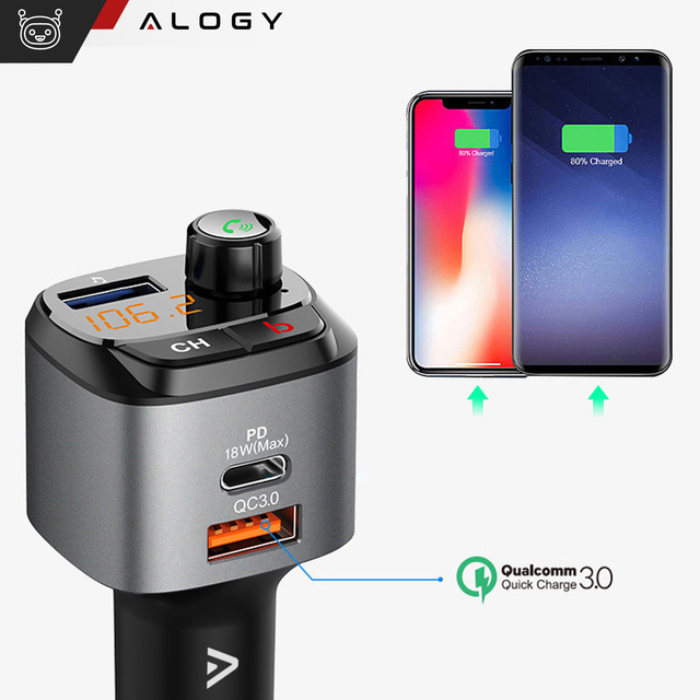 Alogy Transmiter samochodowy Bluetooth odtwarzacz MP3 nadajnik FM