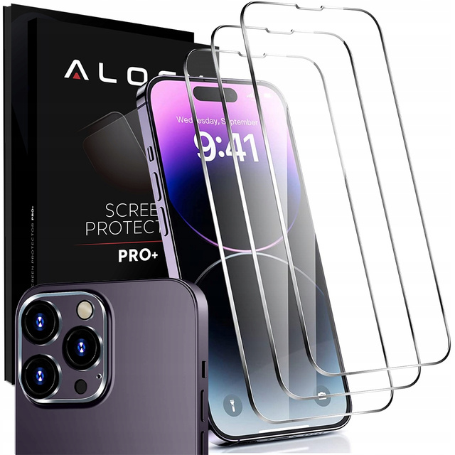 3x Szkło hartowane na ekran 9h + Szkło na obiektyw  Alogy Glass Pack do Apple iPhone 14 Pro