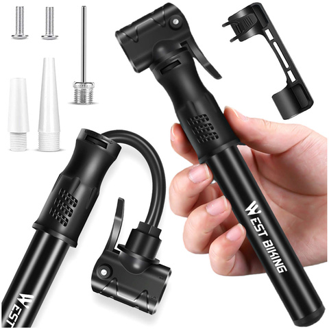 Pompka rowerowa ręczna aluminiowa Alogy Mini Bike Pump 100psi z uchwytem Czarna