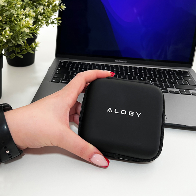 Alogy Etui zapinane Protect uniwersalne na akcesoria na kabel, ładowarkę bądź słuchawki czarne