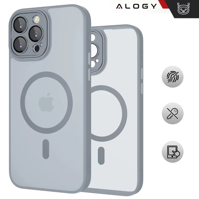 3w1 Zestaw Etui Hybrydowe + 2x Szkło hartowane do Apple iPhone 16 Pro Max obudowa ochronna Hybrydowe MagSafe z ochroną obiektywu case ochronne na telefon Alogy 3in1 Case Pack Titanium Szare