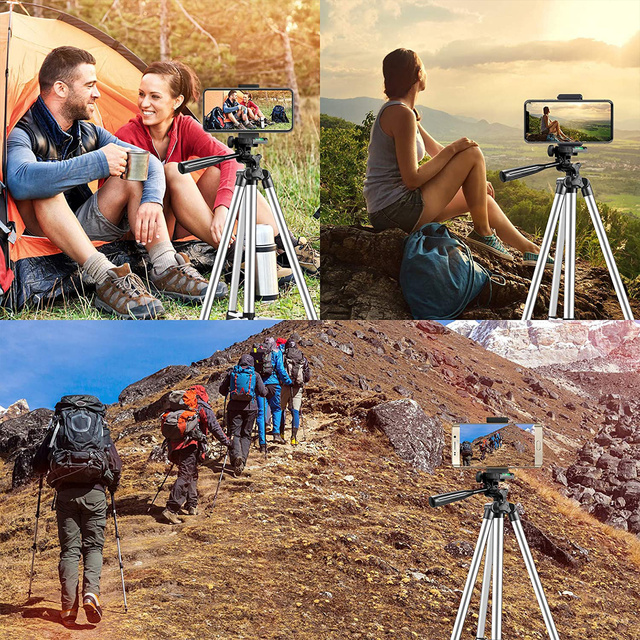 Alogy Statyw tripod lekki z pilotem i torbą do smartfona na aparat 105cm