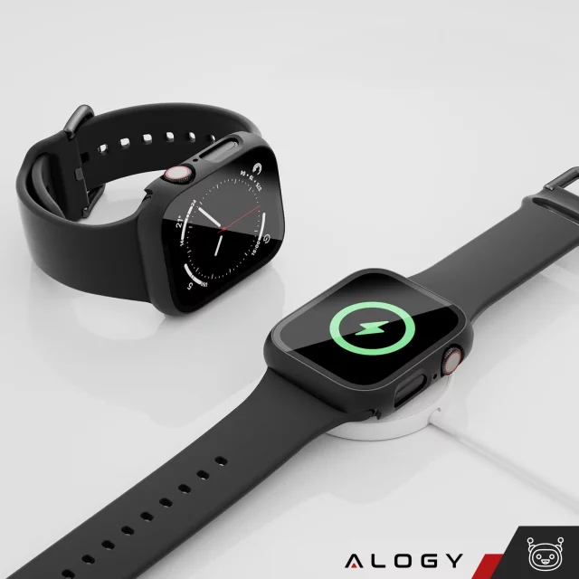 Obudowa ochronna z szkłem Alogy Protector Case 2w1 nakładka etui do Apple Watch 10 42mm Czarna