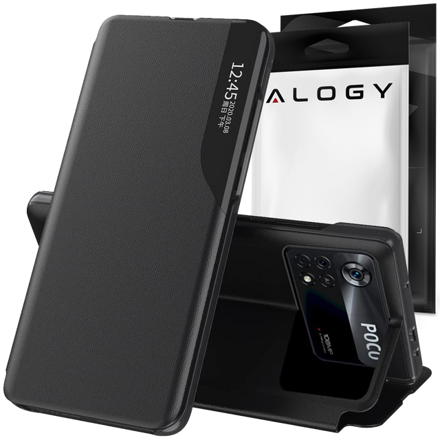 Alogy Etui na telefon z klapką portfel skórzany Smart View Cover do Xiaomi Redmi Note 10 Pro