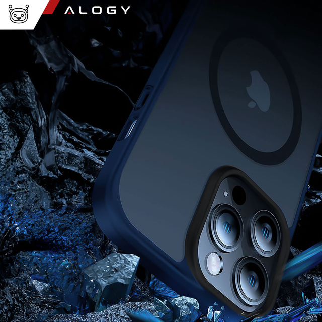 Alogy Etui ochronne do iPhone 14 Pro Max Ring Case obudowa na telefon do MagSafe Granatowe