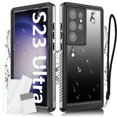 Alogy Etui wodoodporne do Samsung Galaxy S23 Ultra 360 Pancerne Armor IP68 ze smyczką Czarne