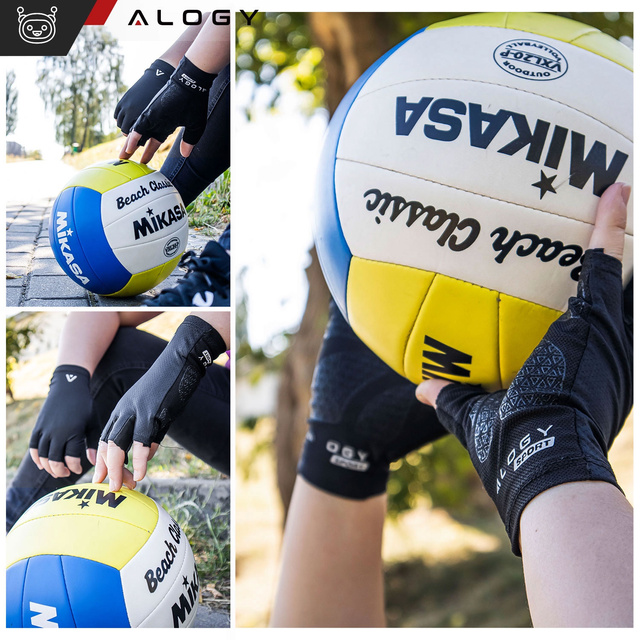 Alogy Rękawiczki rowerowe L krótkie bez palców męskie damskie Unisex sportowe na rower na MTB Gravel Kross Czarne