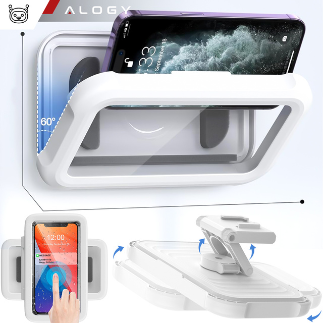 Alogy Waterproof Case Etui wodoodporne na telefon 4-7" pod prysznic Uchwyt futerał podstawka Białe