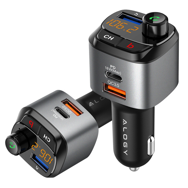 Alogy Transmiter samochodowy Bluetooth odtwarzacz MP3 nadajnik FM