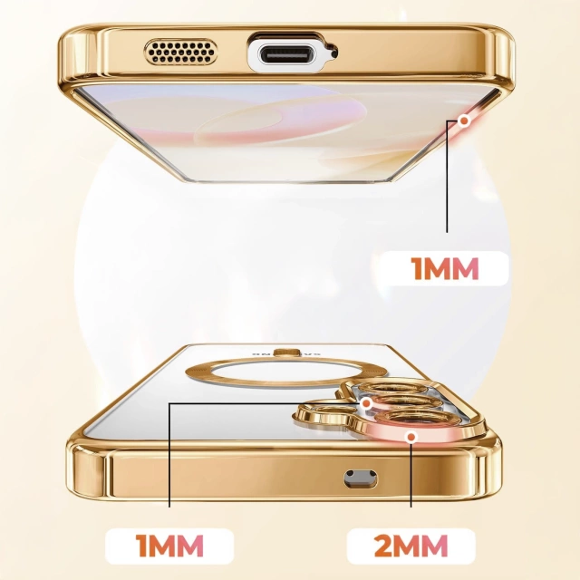 Etui do Samsung Galaxy S25 Alogy LuxeShield™️ Glamour Luxury Ring obudowa z osłoną aparatów Złote + Szkło
