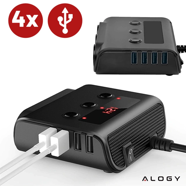 Alogy Rozdzielacz samochodowy adapter do zapalniczki 12V-24V 