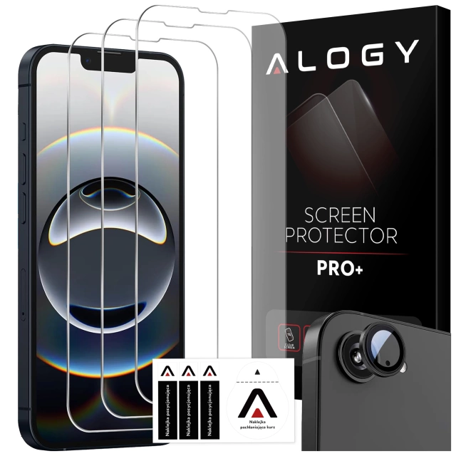 3x Szkło hartowane na ekran + szkło na obiektyw do Apple iPhone 16e ochronne szkiełko na ekran i aparat 9H Alogy GlassGuard Pack™️ zestaw szkieł ochronnych