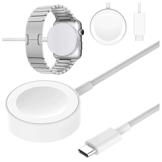 Alogy Ładowarka indukcyjna QI Charger do Apple Watch USB-C 100cm Biała