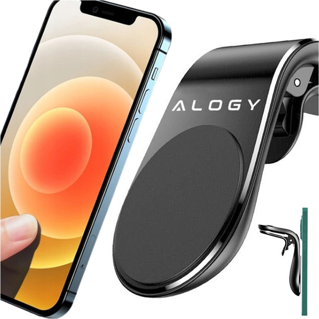 Alogy Uchwyt magnetyczny do samochodu na telefon do kratki nawiewu mocny Czarny