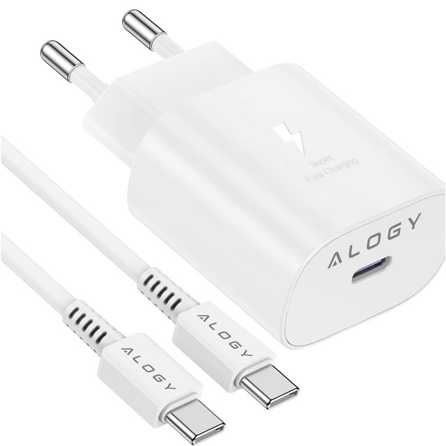 Alogy Ładowarka sieciowa USB-C typ C PD Premium szybka 45W 3A + Kabel Type-C 1M Biała