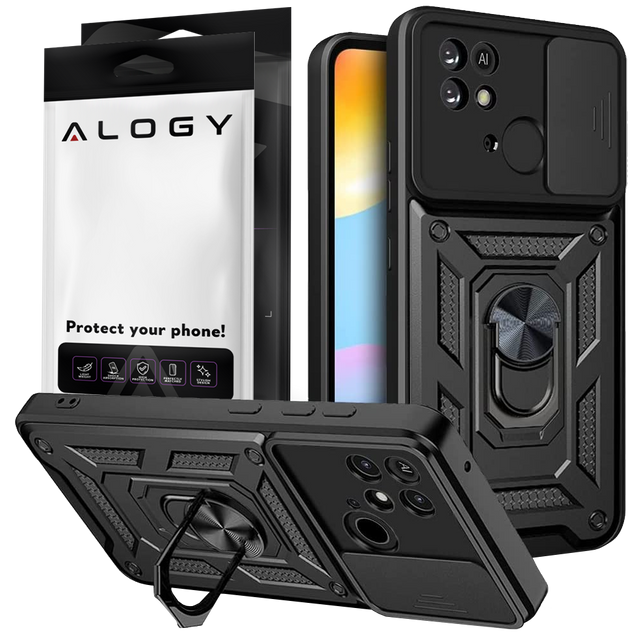 Alogy Camshield Stand Ring Etui na telefon z osłonką na aparat do Xiaomi Redmi 10c