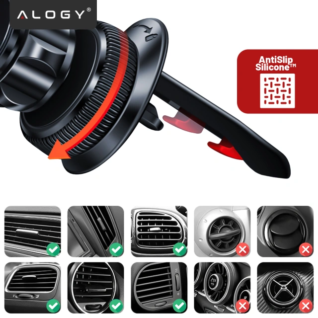 Alogy Uchwyt do samochodu samochodowy MagSafe Airvent car holder do telefonu do MagSafe na kratkę Czarny