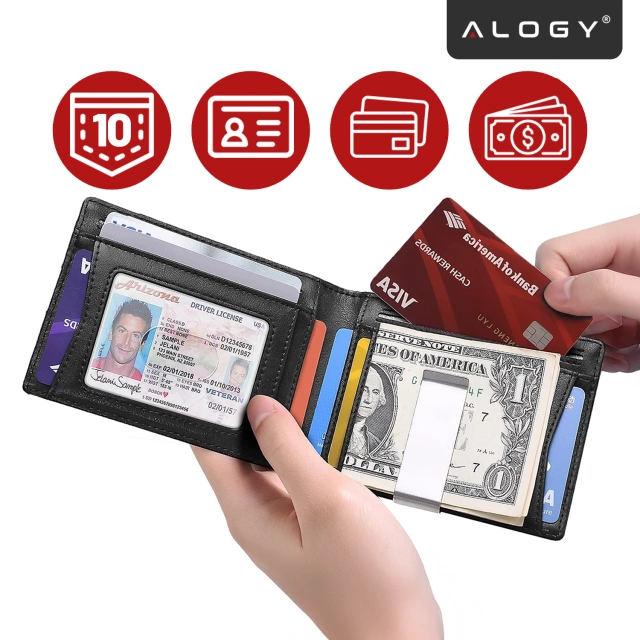 Portfel RFID Etui ochronne blokujące sygnał na karty dokumenty Alogy Small męski damski Wallet Czarny