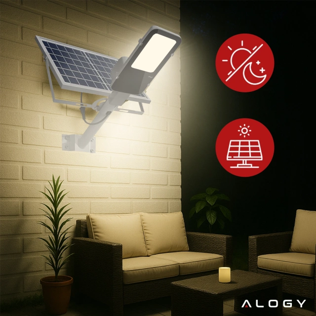 Lampa solarna Uliczna LED wodoodporna IP65 ścienna Alogy SolarBright 6000mAh do domu elewacyjna światło