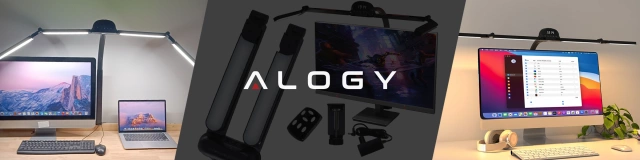 Lampa Biurkowa LED do Monitora ze Składaną Konstrukcją, Regulowaną Jasnością i Pełnym Spektrum Światła, z Mocowaniem do Blatu, Ochrona Oczu, Alogy VisionBar™ – Czarna