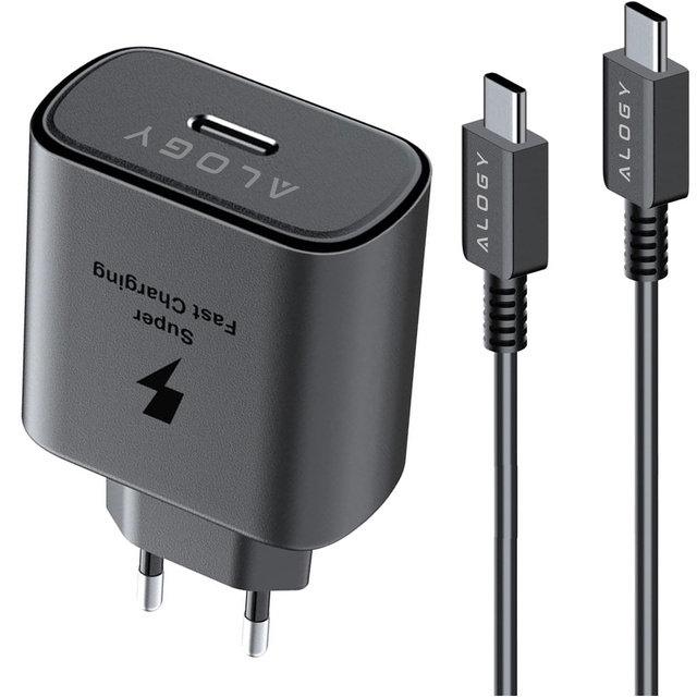 Alogy Ładowarka sieciowa USB-C typ C PD Premium szybka 45W 3A + Kabel Type-C 1M czarna