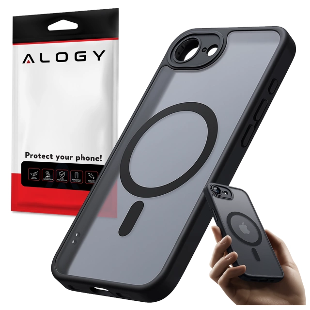 Etui do Apple iPhone 16e obudowa ochronna na telefon Alogy Matte HybridMag™️ Case do MagSafe Matowe Czarne