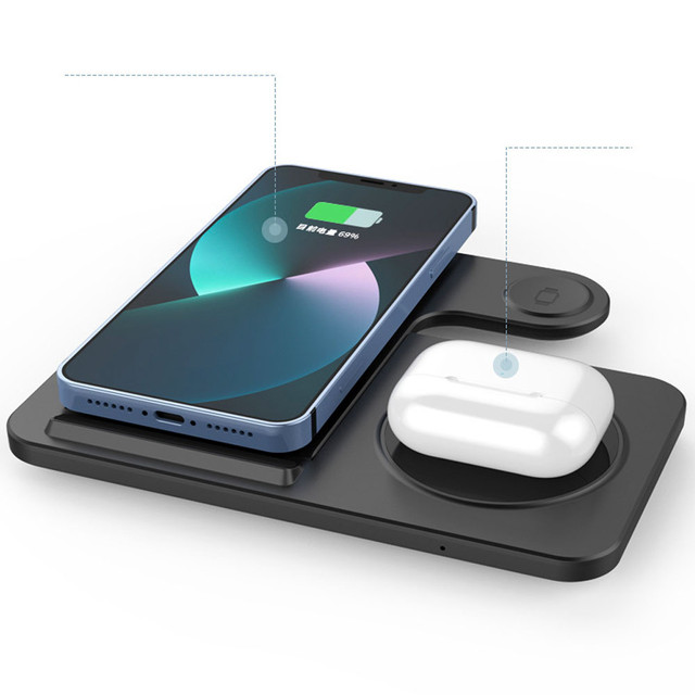 Alogy Ładowarka indukcyjna Qi 3w1 stacja ładująca do Apple iPhone AirPods Watch 15W QC 3.0 Czarna