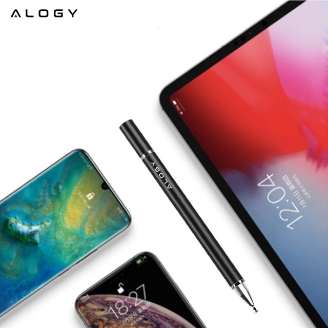 Alogy Rysik dotykowy 2w1 do ekranu telefonu tabletu z długopisem pojemnościowy Czarny