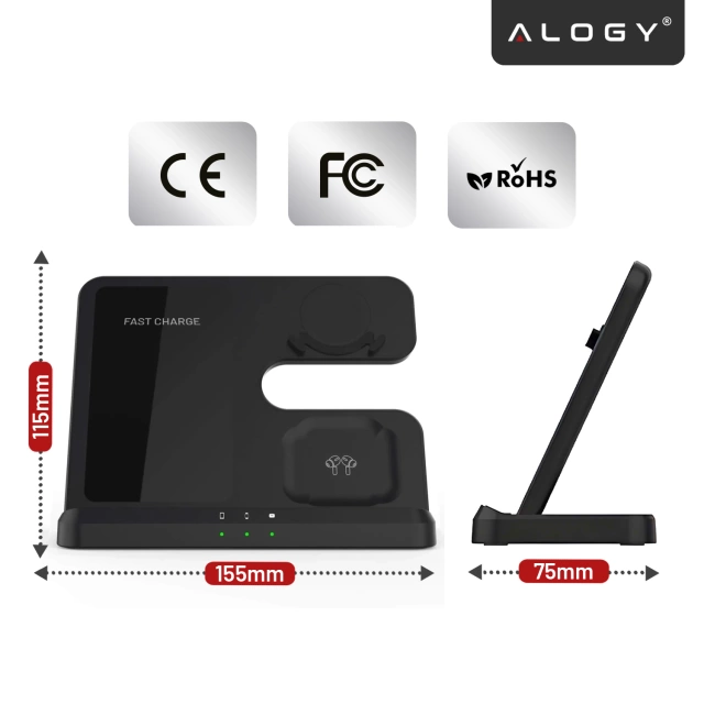 Ładowarka Bezprzewodowa Indukcyjna 3w1 Qi 3.0 Szybka do Samsung Galaxy 22 23 24 Ultra Watch Buds 