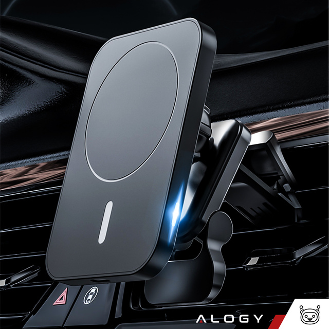 Alogy Uchwyt samochodowy z ładowarką indukcyjną Qi do MagSafe na kratkę 15W