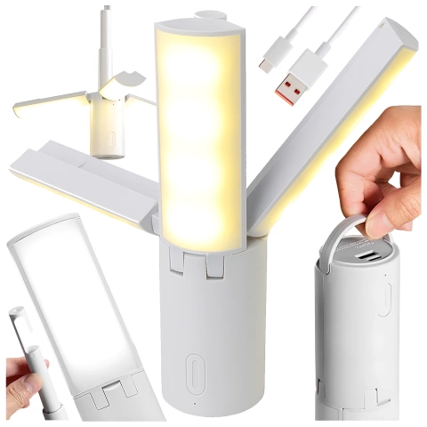 Lampa Zewnętrzna LED z Haczykiem 4000mAh 12h, Przenośna, Energooszczędna, Ogrodowa, Kempingowa i Domowa Alogy OutdoorLamp™ – Biała