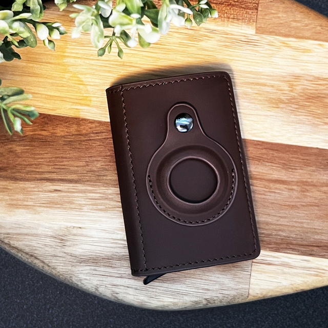 Alogy Portfel na dokumenty Smart Wallet z miejscem na AirTag na karty gotówkę Brązowy
