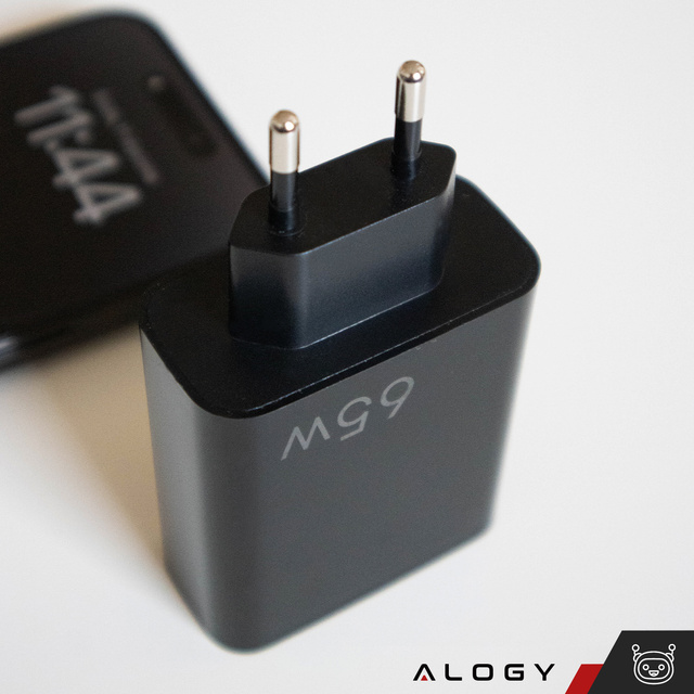 Alogy Ładowarka sieciowa szybka Quick Charge QC 3.0 USB-A + USB-C 65W Custom Fast Charger Black