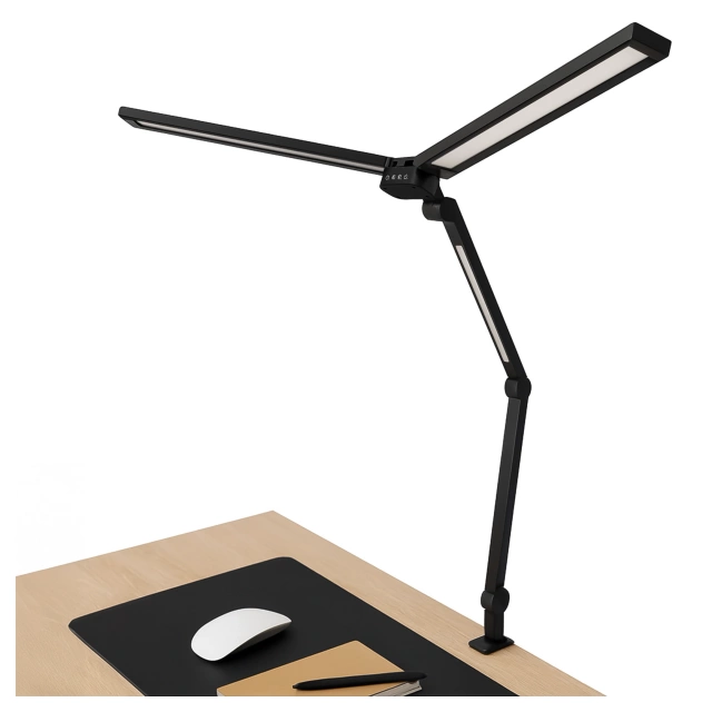 Lampa Biurkowa LED do Monitora ze Składaną Konstrukcją, z potrójnym oświetleniem, Regulowaną Jasnością, z Mocowaniem do Blatu, Ochrona Oczu, Alogy SmartDesk™ – Czarna