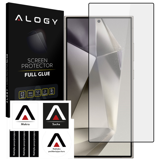 Alogy Szkło na ekran Full Glue case friendly do Samsung Galaxy S24 Ultra Czarne