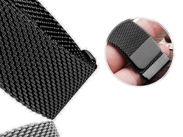 Bransoleta Milanese pasek Alogy stal nierdzewna do smartwatcha 22mm Czarny