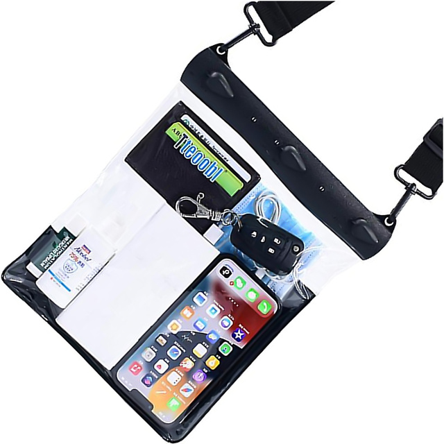 Alogy Etui wodoodporne duże Waterproof Case torba z paskiem na ramię uniwersalna na telefon tablet dokumenty 23x25 cm Czarne