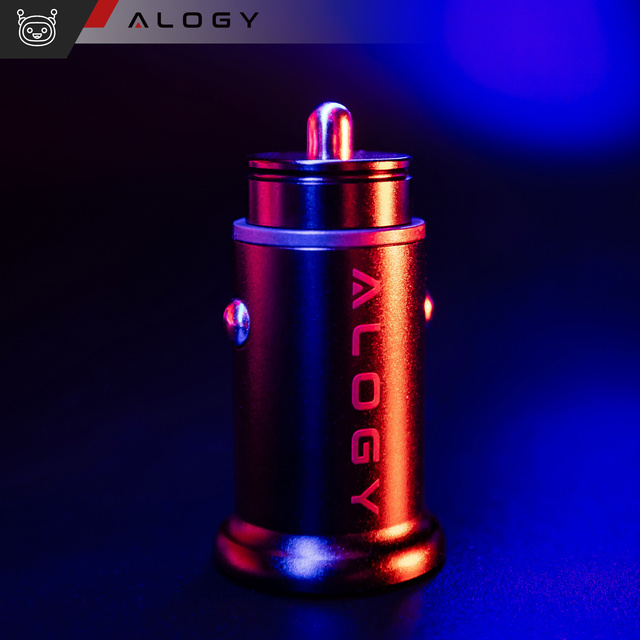 Alogy Car Ładowarka samochodowa USB QC 3.0 18W + USB C PD 30W szybka mocna do telefonu czarna