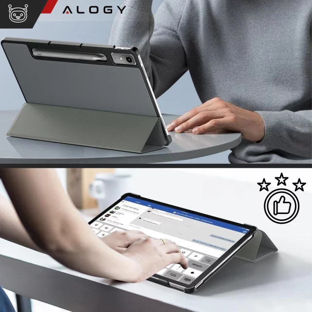 Etui ochronne do Lenovo Tab P12 12.7 TB-370 obudowa na tablet Alogy Book Cover Case Szare + szkło